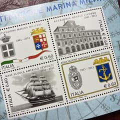 76468セール現品限 外国切手 イタリア発行建築物紋章帆船小型シート