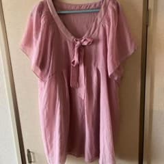 大きいサイズ　袖透スモーキーピンクのチュニックのサムネイル