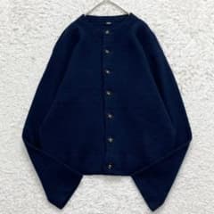 本日限定 美品45R　フロート縮絨deカーディガン　現行タグ　青 極美品✨45R フロート縮絨deカーディガン インディゴ 藍染め 現行