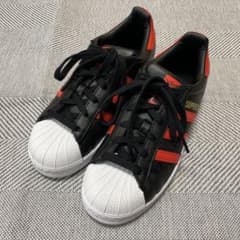 アディダス スーパースター 黒赤 美品 23.5センチ - メルカリ