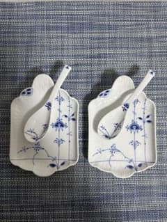 ロイヤルコペンハーゲン ブルーパルメッテ トレイ＆スプーン 4点セット♡ ロイヤルコペンハーゲン ブルーパルメッテ トレイ＆スプーン 4点セット