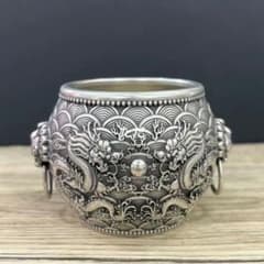 銅器 竜紋竜茶壺 酒壺 茶道具 装飾品 工芸品 置物 銅器 虎頭双龍戯珠壺 茶道具 風水 文房置物·案頭 装飾品 工芸品 - メルカリ