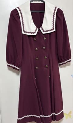 ●イノセントワールド●セーラーカラーボルドーワンピース 7部丈 ○イノセントワールド○セーラーカラーボルドーワンピース 7部丈