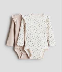 H&M オーガニックコットン ボディスーツ 2枚セット 長袖 62 2-4Mのサムネイル