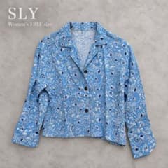 新品タグ付 SLY ボタニカル柄シャツブラウス 青 長袖 FREE レディース
