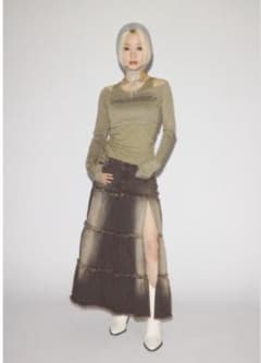LAGUAGEM CUT OFF FLARE デニムスカート M SIZEのサムネイル