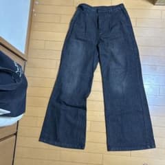 ダークグレー ワイドデニムパンツ Lサイズのサムネイル