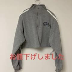 グレー ハーフジップ クロップドスウェット - メルカリ