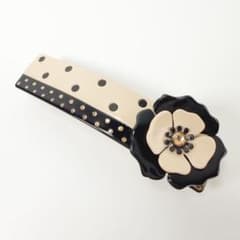 アレクサンドルドゥパリ バレッタ フラワー 花 ホワイトブラック