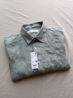 UNIQLO プレミアムリネンシャツ L 長袖 51 GREEN 新品未使用のサムネイル
