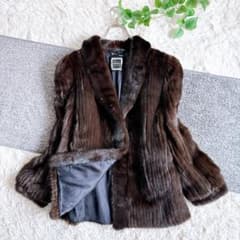 美品　大きいサイズ　サガミンク ハーフ丈　リアルファー　毛皮　ダークブラウン 美品 大きいサイズ サガミンク ハーフ丈 リアルファー 毛皮