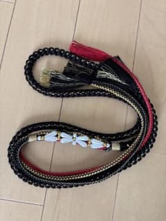 帯締め 黒 赤 ビーズ装飾のサムネイル