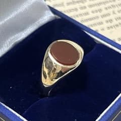 【最高級の輝き】9金 カーネリアン シグネットリング ロンドン1966年 最高級の輝き】9金 カーネリアン シグネットリング ロンドン1966年