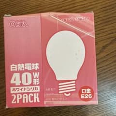OHM 白熱電球 40W 2パック E26のサムネイル