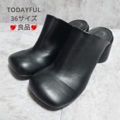 美品　todayful　チャンキーヒール サボ 36 ブラック 厚底 ミュール 美品 todayful チャンキーヒール サボ 36 ブラック 厚底 ミュール