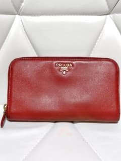 と*可様 PRADA サフィアーノ ラウンドファスナー長財布 レッドのサムネイル