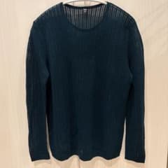 UNIQLO メッシュクルーネックセーター ダークグリーン Mのサムネイル