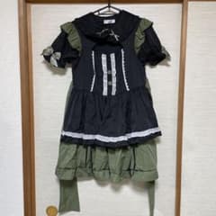 【コスプレ衣装】HAN GU LIANG ブラック×カーキ メイド服ワンピースのサムネイル