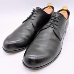 美品】PADRONE パドローネ 26.5 ダービープレーントゥ レザー 黒