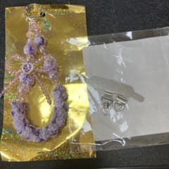 紫の花モチーフ携帯ストラップのサムネイル