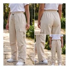 【新品・未使用】ベージュ カーゴパンツ ストリート 韓国風 ウエストゴム M - 5
