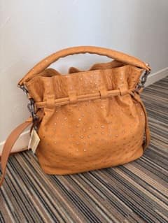 新品未使用KLEIN KAROO オーストリッチショルダーバッグ 本革 オレンジのサムネイル