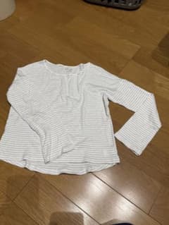 GapKids 長袖カットソー ボーダー シルバーラメ 130のサムネイル