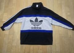 レア　adidas トレーナー グレー/ブラック/ブルー　M-Lのサムネイル