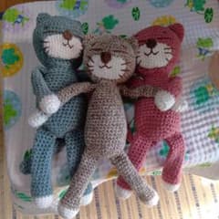 あみぐるみ　3匹の猫 （親子）ハンドメイドのサムネイル