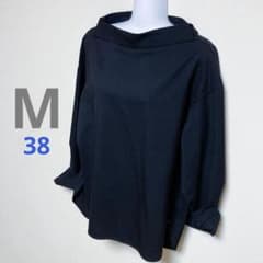 美品ENFOLD エンフォルド デザインカラー 長袖ブラウス ネイビー 38M