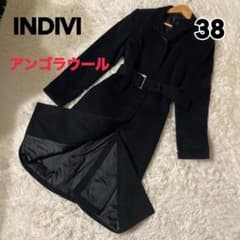 INDIVI アンゴラウール ベルト付き ロングコート ブラック 38 - メルカリ