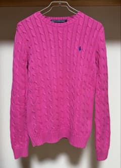 ラルフローレンスポーツ ケーブルニット セーター ピンク Lサイズ 綿