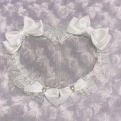 【B8サイズ】フリル リボン 双子ハート 硬質ケース デコのサムネイル