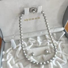 TASAKI タサキ ブルーグレー パール ネックレス ピアス - メルカリ