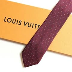 未使用級 ルイヴィトン Louis Vuitton ネクタイ ワインレッド 総柄