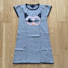 フクロウ柄　ニット半袖ワンピースのサムネイル