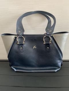 K レザートートバッグ ネイビー シルバーのサムネイル