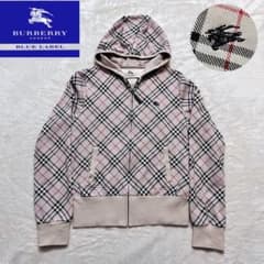 バーバリーブルーレーベル ノバチェック ホースロゴ刺繍 ジップアップ