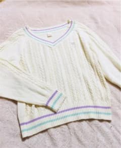 美品♡シークレットハニー♡パステルラインキャット刺繍ニットトップスのサムネイル