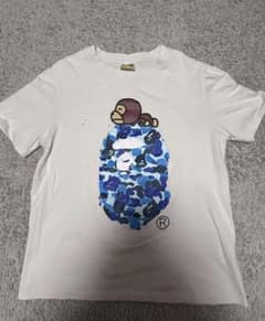 A BATHING APE BAPE ブルーカモ エイプヘッド Tシャツ 白 青
