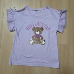 スパンコール くま Tシャツ 130cm パープルのサムネイル