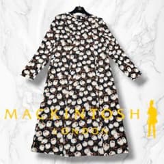 【新品】特価マッキントッシュロンドン花柄七分袖ひざ丈ワンピースサイズ46 マッキントッシュロンドン 花柄ワンピース 長袖 Aライン ロング丈 38
