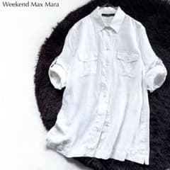 マックスマーラ 42 リネン ロング シャツ 上品 高級 Max Mara - メルカリ