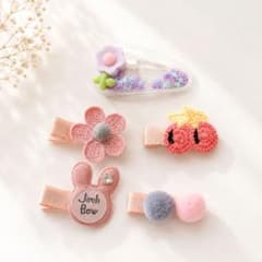 未使用！ベビー ヘアピン ヘアクリップ 5点まとめ売り 女の子 花