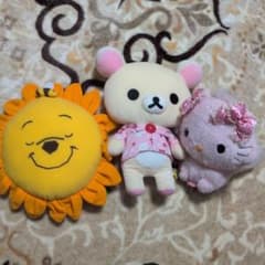 푸우·리락쿠마·헬로 키티 봉제인형 세트