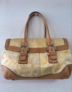 COACH シグネチャー ハンドバッグ イエロー A05J 6722 - メルカリ