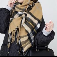 TWEEDMILL/ツイードミル】 チェックストール 大判ストール ベージュ