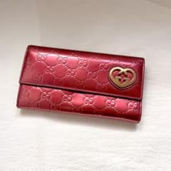 GUCCI GG シマ エナメル ラブリーハート 長財布 美品 1214-② - メルカリ