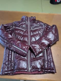 メンズ 光沢感 ジップアップ ダウンジャケット ボルドーのサムネイル