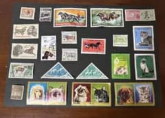 外国切手 記念切手 古切手 まとめ売り 動物 馬 猫 犬 昆虫 複数国　セット⑯のサムネイル